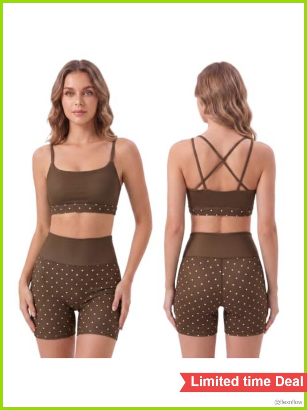 Polka Dot Workout Set Sports Bra Biker Shorts Yoga Gym Activewear
